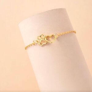 Gold Heart and Paw Bracelet